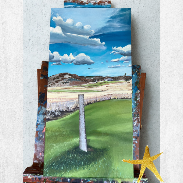 Less Is More – Original Acrylic Painting of the Historic Boundary Marker at Brambles Golf Club